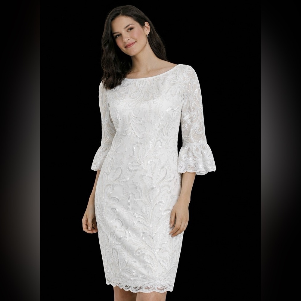 🤍 NWT! Adrianna Papell Embroidered Sequin Dress